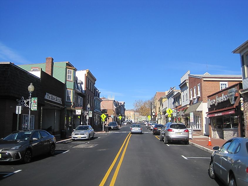 Downtown Mount Holly along High Street, New Jersey.