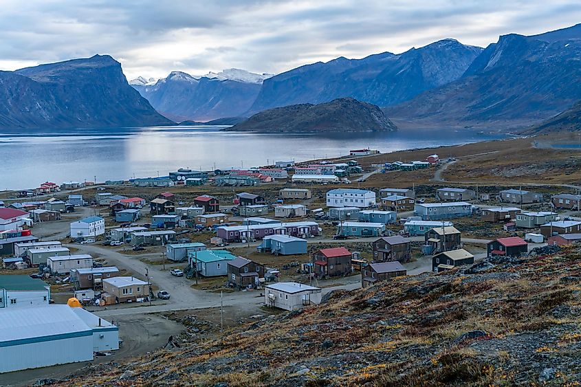 View of a remote Inuit community of Pangnirtung, Nunavut, Canada.