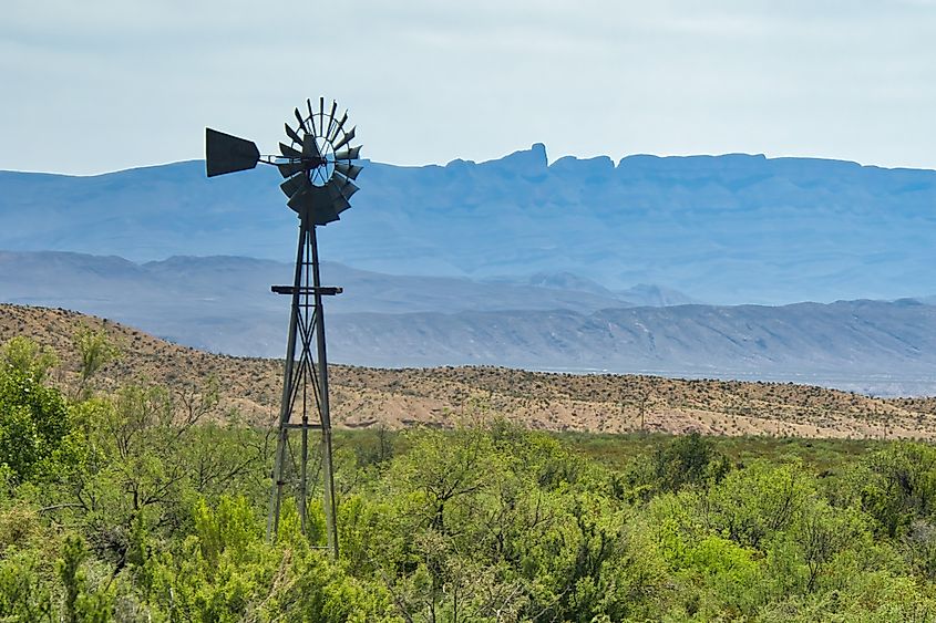 An abandoned windmill in Big Bend National Park, located in Brewster County, Texus. Credit: Dave Jonasen/Shutterstock.com