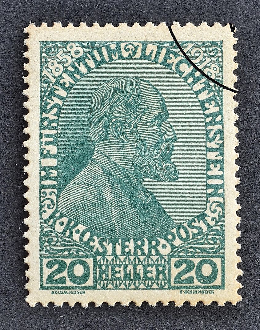 Liechtenstein - circa 1918 : Cancelled postage stamp printed by Liechtenstein, that shows portrait of Prince Johann II, circa 1918.
