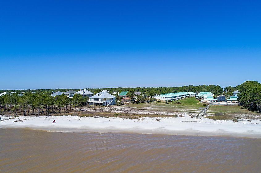 Aerial view of Dauphin Island, Alabama