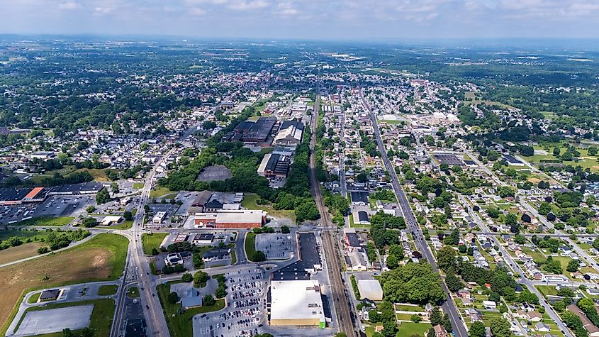 Aerial view of Lebanon, Pennsylvania.