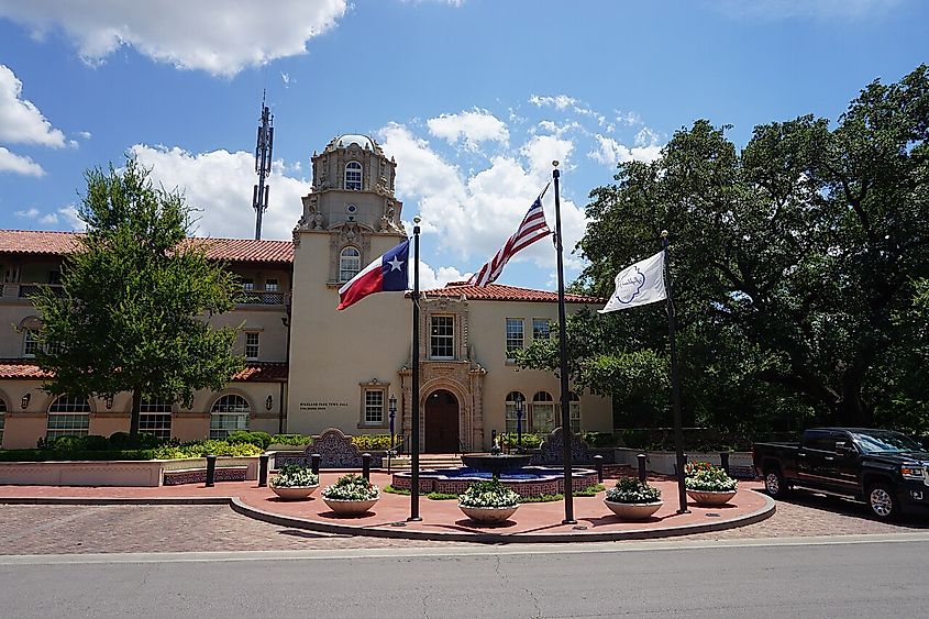Highland Park Town Hall in Highland Park, Texas.