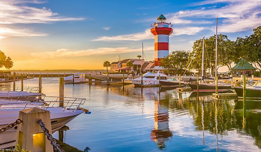 Hilton Head, South Carolina, lighthouse at dusk