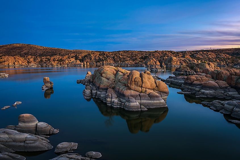 Sunset above Watson Lake in the Granite Dells of Prescott, Arizona