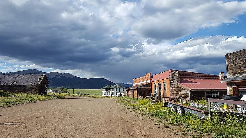 Downtown Como, Colorado, With The Como Hotel In The Background