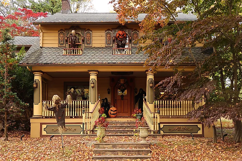 Halloween decorations at 522 Upper Mountain Ave, Montclair, New Jersey.