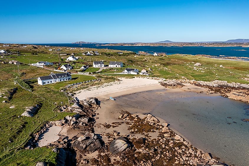 Aerial view of Cloughcorr beach on Arranmore Island.