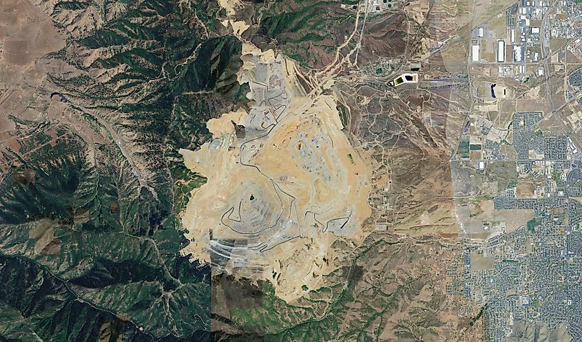 Aerial view of the Bingham Canyon Mine near Copperton, Utah.