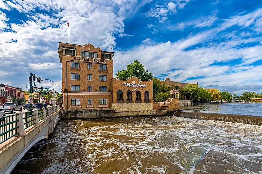 The riverfront path in St. Charles, Illinois.