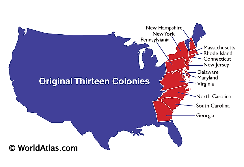 Map of the 13 colonies