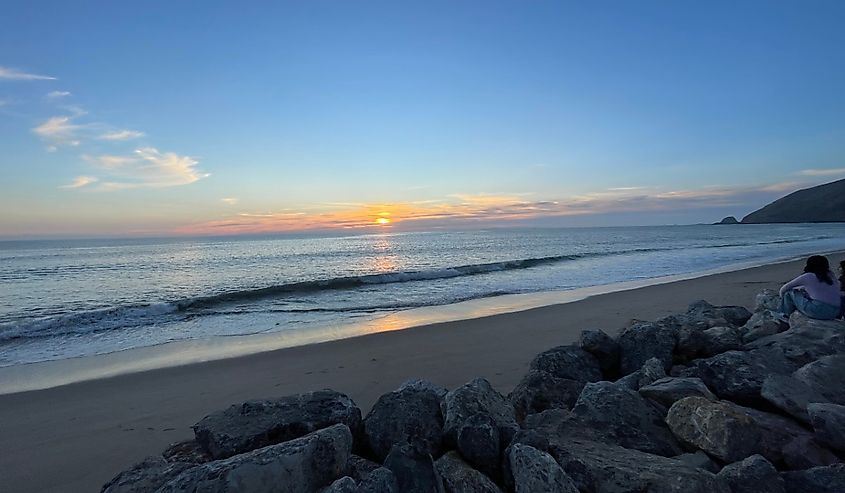 California ocean sunset at Point Mugu State Park along Pacific Coast Highway in California