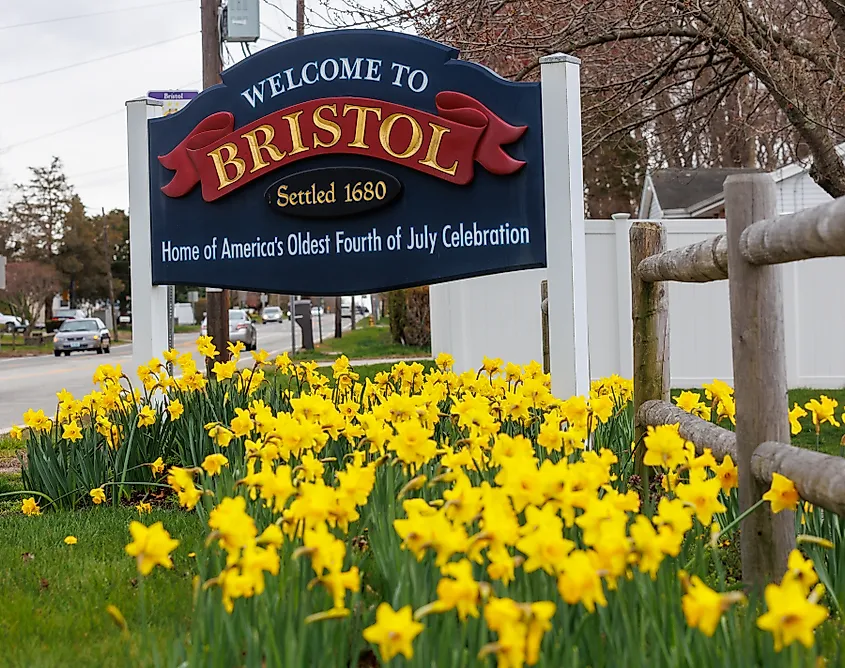 Welcome to Bristol, Rhode Island sign.