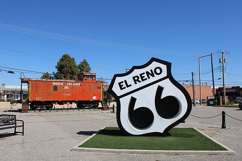 Historic old Route 66 sign in El Reno, Oklahoma