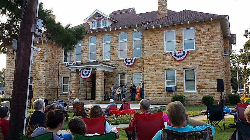 Musical performance on the courthouse steps at Mountain View, Arkansas.