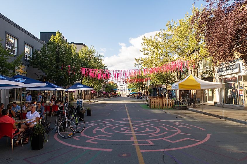 A lively street in the town of Rouyn-Noranda in Quebec.