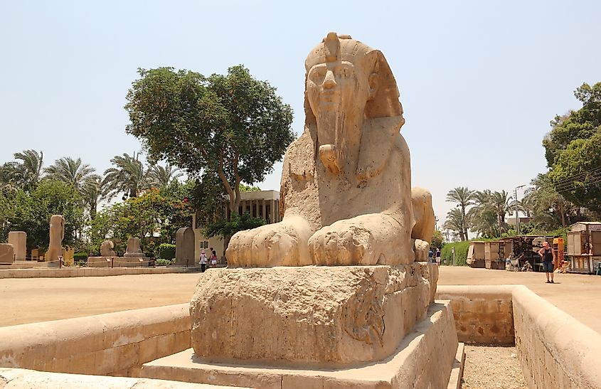 Statue of the Sphinx in Memphis, Egypt.