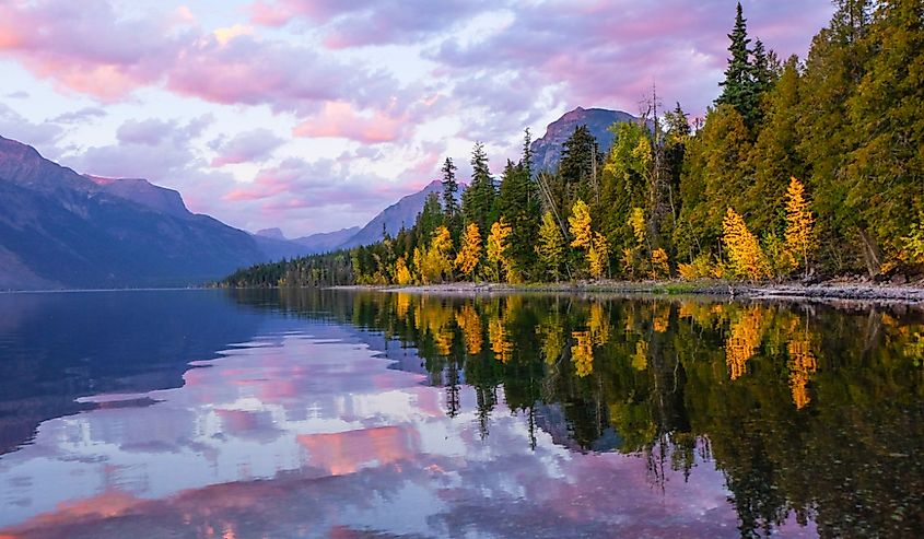 Lake McDonald in Glacier National Park at Sunset