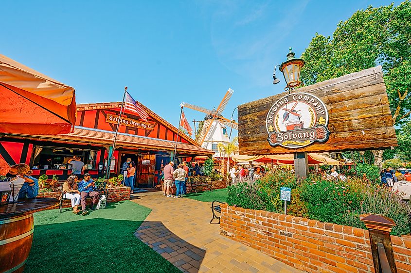 A restaurant on Mission Drive in Solvang, California
