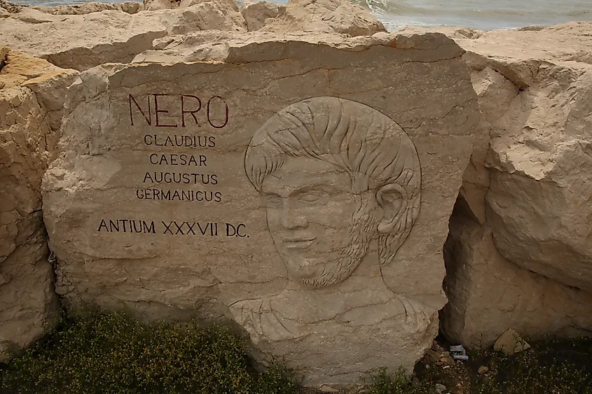 A carving of Nero. Via Shutterstock / Betophoto.