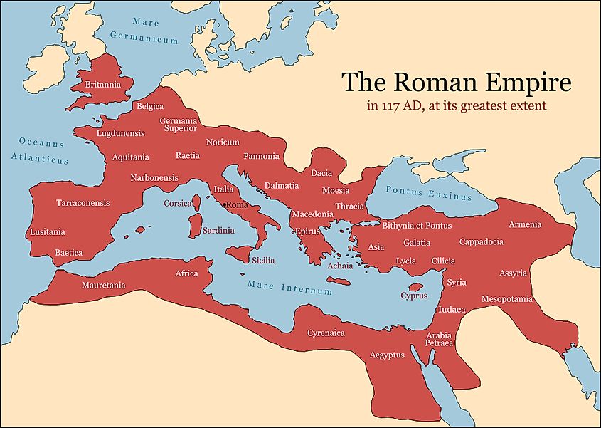 Map of the Roman Empire at its height