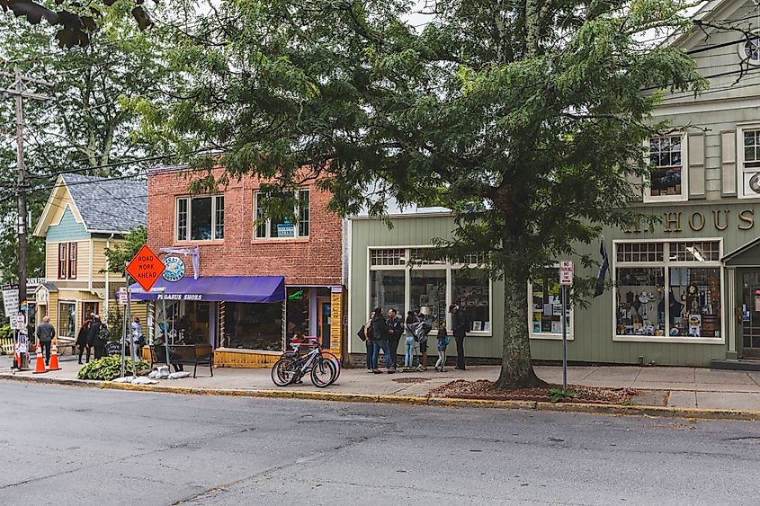 Woodstock, New York: Legendary village streets and stores with architecture details.