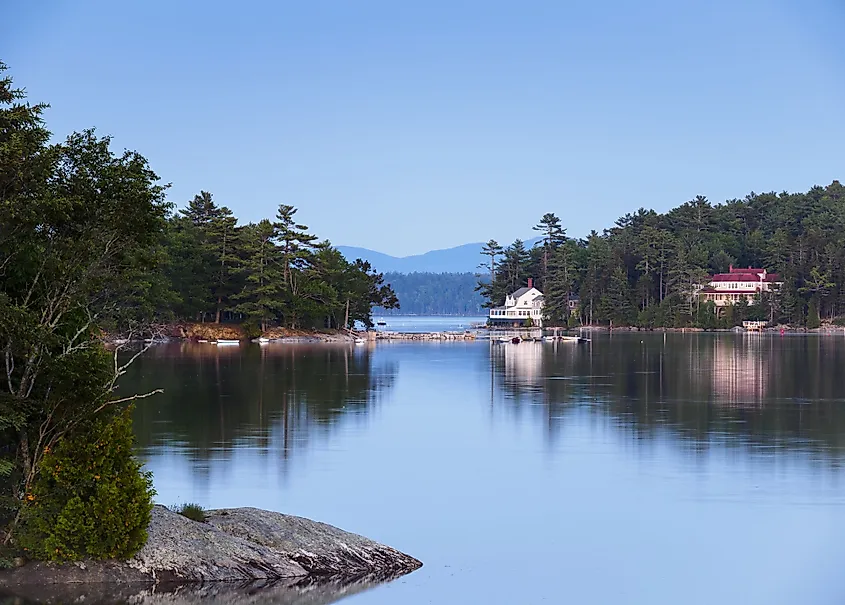 Homes along the water in Blue Hill, Maine