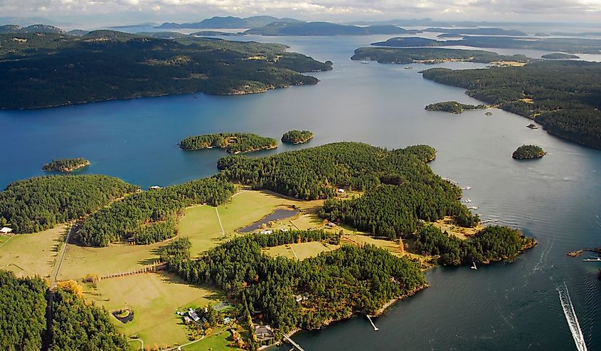 Aerial image of Orcas Island, San Juan Islands, WA