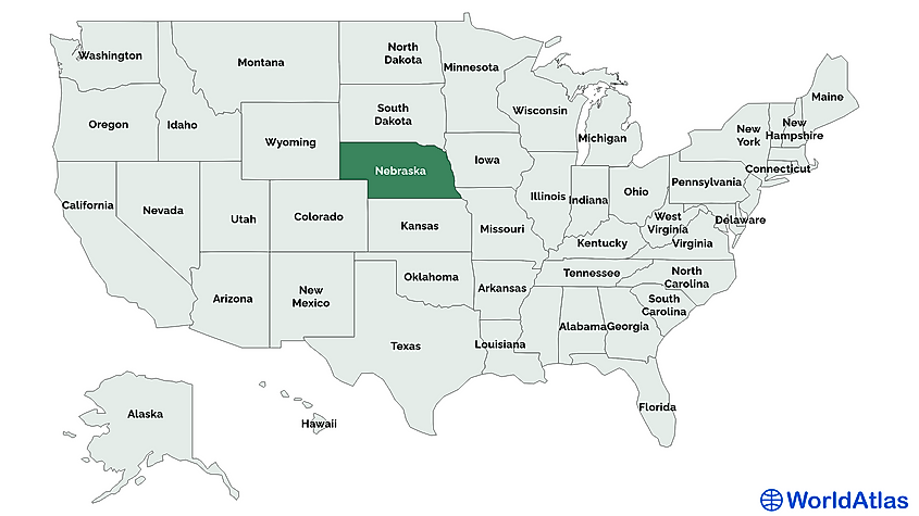 Map showing the triply landlocked states of the United States.