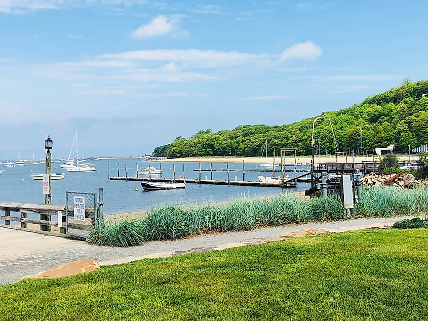 Scenic view of Harborfront Park in Port Jefferson, New York.