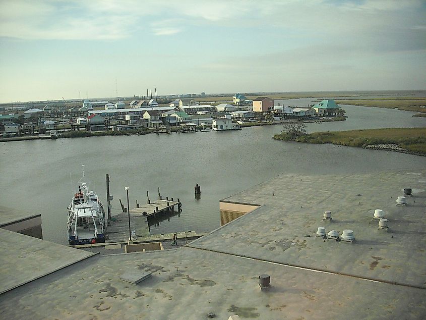 The harbor area in Chauvin, Louisiana.