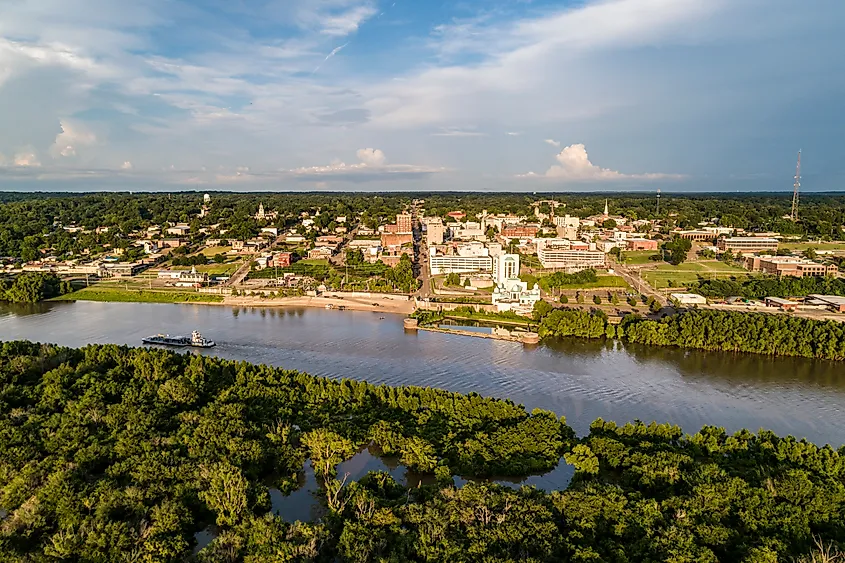 Aerial view of Vicksburg, Mississippi.