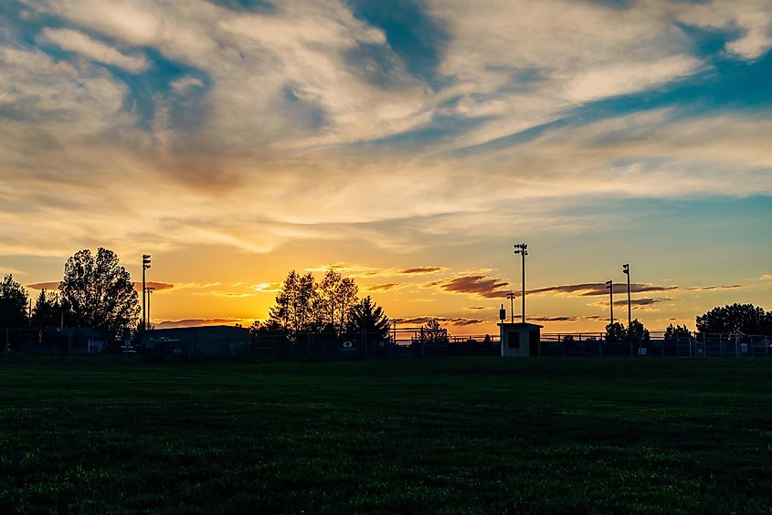 Sunset over field in Belgrade.