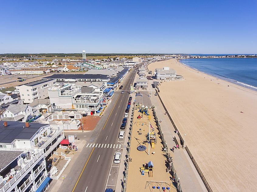 Aerial view of the beach in Hampton, New Hampshire