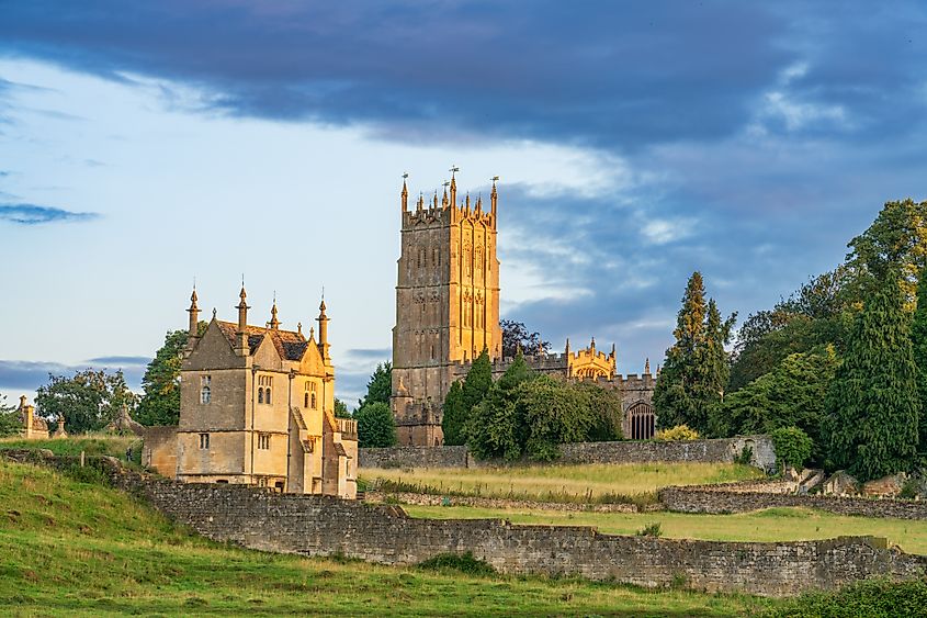 St James' Church at sunrise in Chipping Campden. Cotswold . England