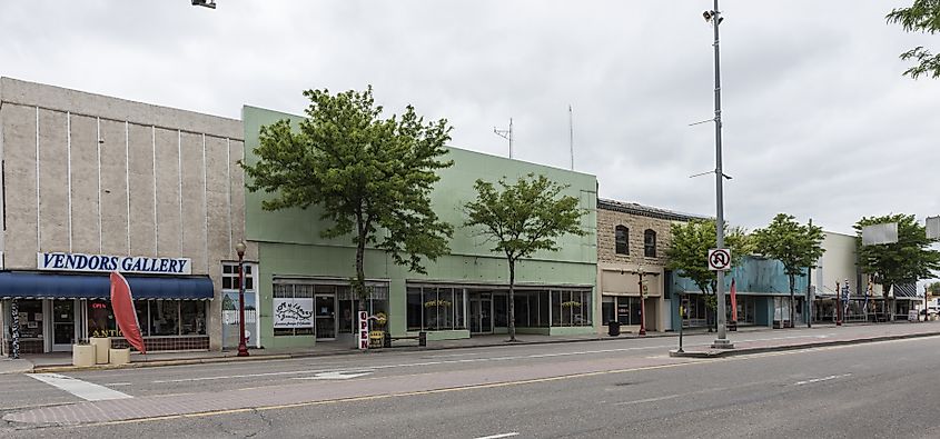 A block of South Main Street in Lamar, the county seat of Prowers County, Colorado