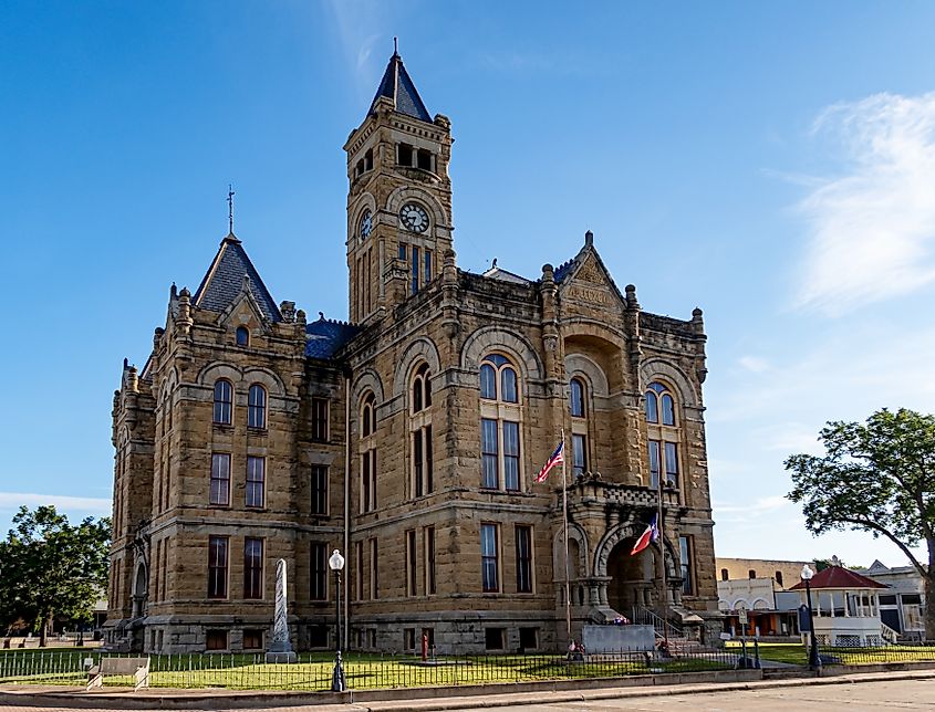 View of a courthouse in Hallettsville, Texas.