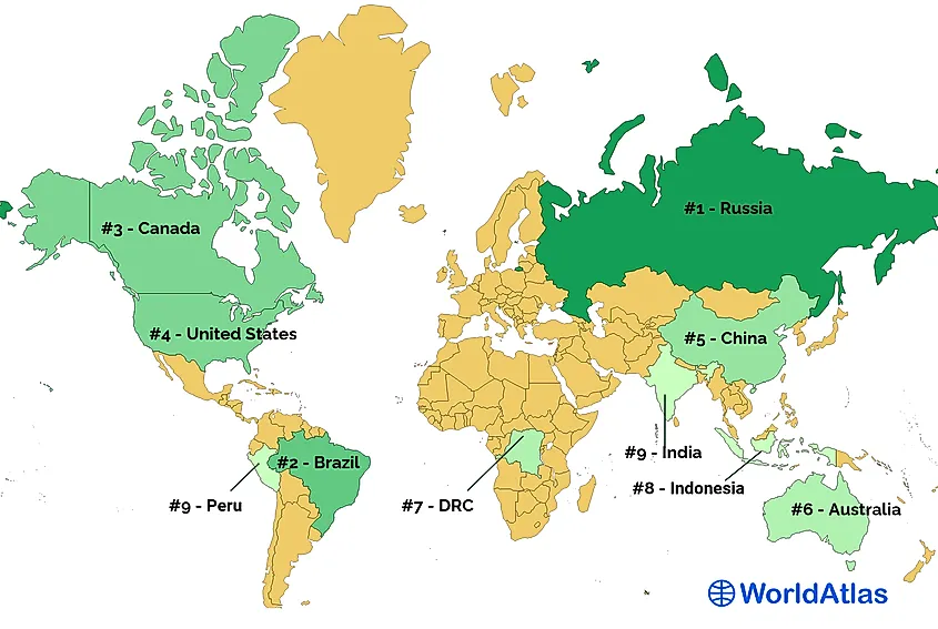 10 countries with the largest forest cover in the world.