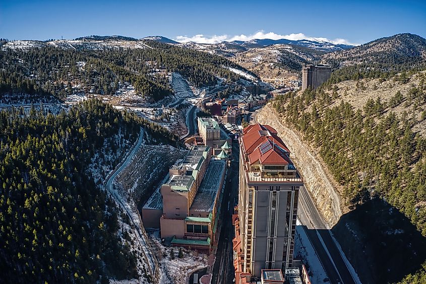 Aerial view of Black Hawk, Colorado.