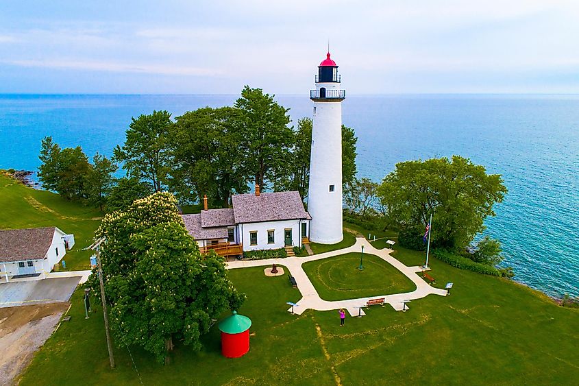 Pointe Aux Barques Lighthouse in Port Austin, Michigan. 