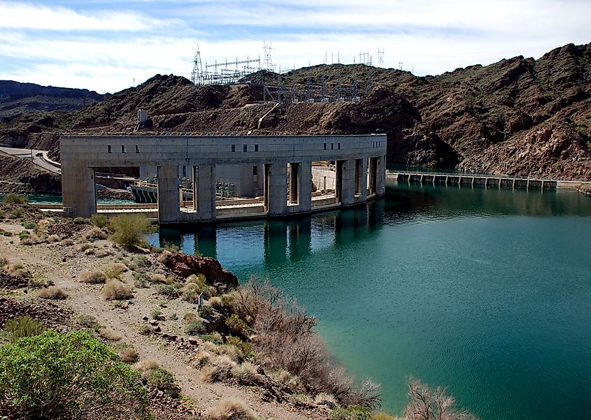 The Lake Havasu side of Parker Dam along the Colorado River