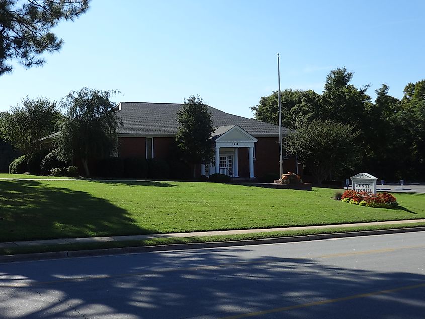 View of the Perry City Hall in Perry, Georgia.