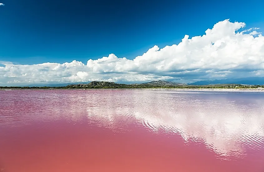 The pink waters of Lake Retba, also called Lac Rose, in Senegal.