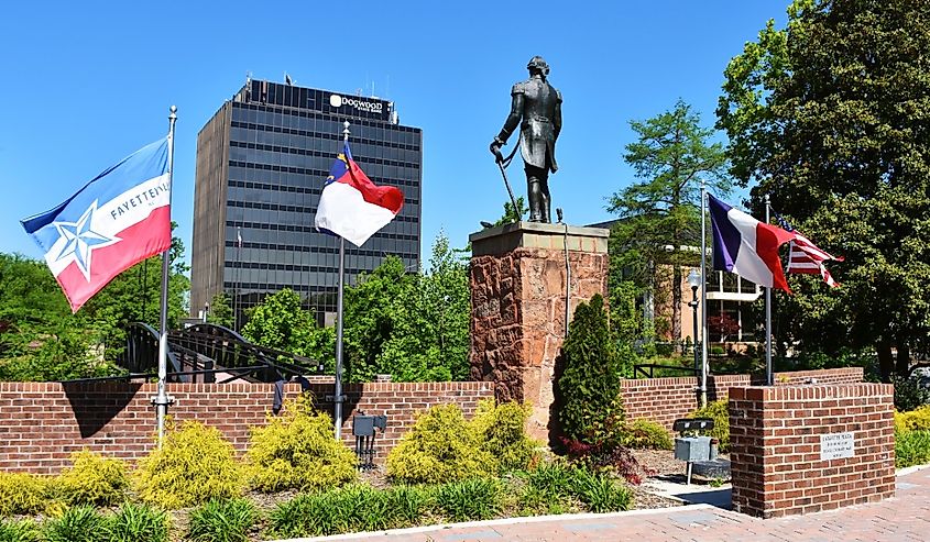Lafayette statue in downtown Fayetteville, North Carolina