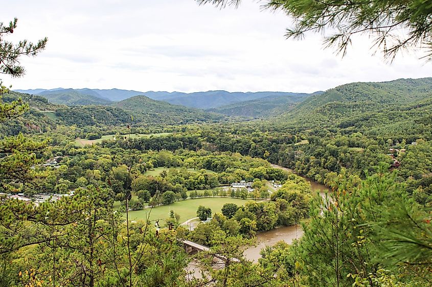 View of Hot Springs, North Carolina from Lovers Leap on Appalachian Trail.