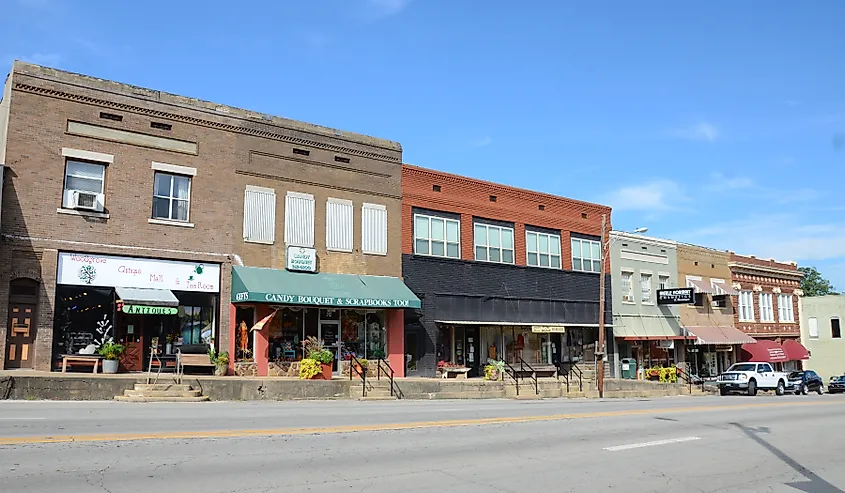 Downtown street in Heber Springs, Arkansas.