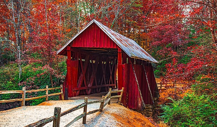 Historic Campbells Covered Bridge in Landrum, South Carolina.