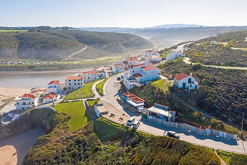 Aerial view of Odeceixe in Alentejo Portugal