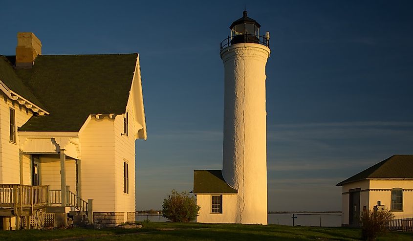 Tibbetts Point Lighthouse in Cape Vincent at sunset