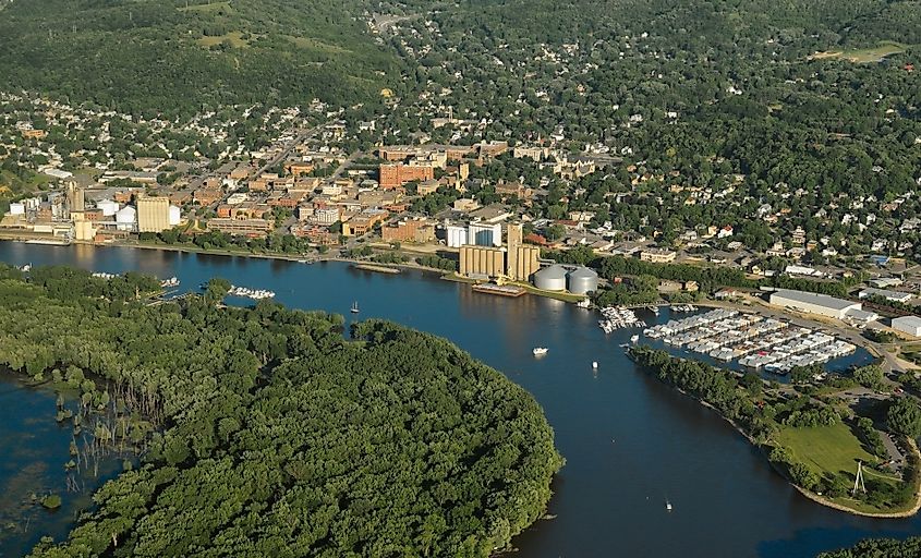 Aerial view of Red Wing in Minnesota.
